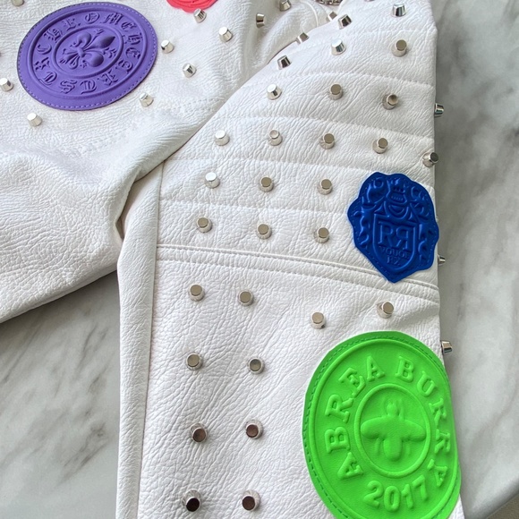 EYES ON ME Faux Leather Jacket in White M L XL - Picture 7 of 8